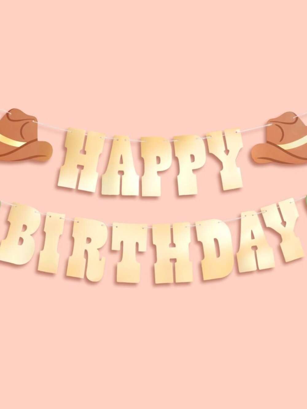 Western Happy Birthday Gold Foil Banner - 5 Ft. | Cowboy HBD Decorations, Wild W